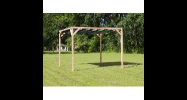 Vrijstaande pergola hout 2.9x4 meter met zwart kleurig harmonicadoek
