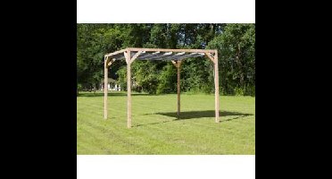 Vrijstaande pergola hout 2.9x5 meter met antraciet kleurig harmonicadoek