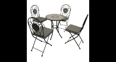 Málaga bistroset - Gepoedercoat ijzer steen - Zwart