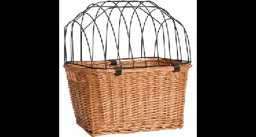 Rieten fietsmand met draadkap