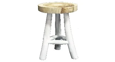 Kruk hout witte poten d30h45 cm