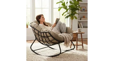 Lounge schommelstoel Royal Rocking II grijs/creme