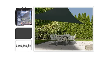 SCHADUWDOEK 3.6X3.6X3.6 GRIJS