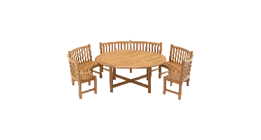 Tafel teak ø180 met 3x ronde parkbank