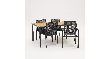 Tuinstoel Delia grijs met Arezzo tafel 160 x 90 cm