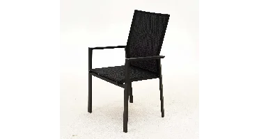 Tuinstoel Delia hoge rug alu text. zwart