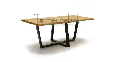 Tuintafel Universo 200 x 100 CM Teak Zwart RVS Aluminium Tafel Buiten Tuin Vita