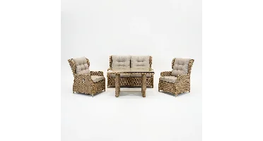 Vita Ibiza loungeset half dining verstelbaar 4-delig wicker