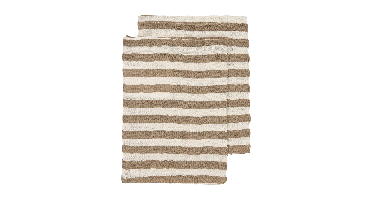 Washandjes Meyco 2-pack Pre Washed Fat Stripe Taupe