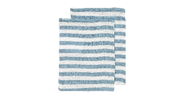 Washandjes Meyco 2-pack Pre Washed Fat Stripe Jeans Blue