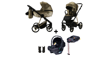 Kinderwagen Adamex Quantum Glossy Gold + Autostoel Novi Baby Jewel&Base&Adapterset