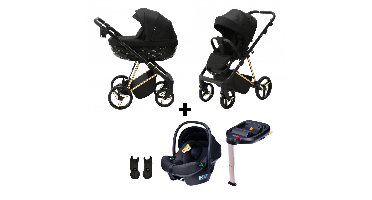 Kinderwagen Adamex Quantum Black + Autostoel Novi Baby Jewel&Base&Adapterset