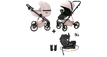 Kinderwagen Adamex Quantum Pink Star + Autostoel Jacky Pro 360°&Base&Adapterset