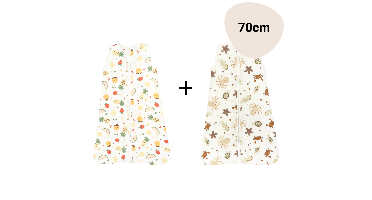 Set | 2x Slaapzak Little Boo Hydrofiel - Fruit Multi + Ocean Brown 70cm