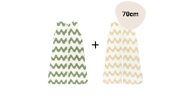 Set | 2x Slaapzak Little Boo Hydrofiel - Big Wavy Green + Big Wavy Sand 70cm
