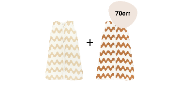 Set | 2x Slaapzak Little Boo Hydrofiel - Big Wavy Sand + Big Wavy Brown 70cm