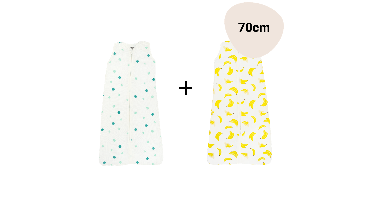 Set | 2x Slaapzak Little Boo Hydrofiel - Cozy Clover Teal + Go Bananas Yellow 70cm