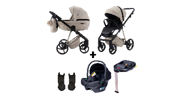 Kinderwagen Adamex Quantum Star Beige + Autostoel Novi Baby Jewel&Base&Adapterset