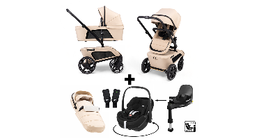 Kinderwagen The Jiffle Wagon 2+ Plus Clay + Autostoel Pebble 360 Pro2 en Slide Tech Base + Accessoires