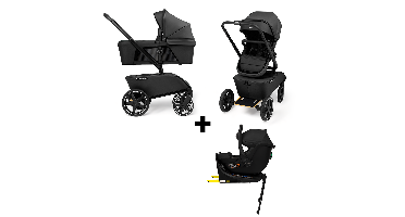 Set |Kinderwagen The Jiffle Wagon 2 Black + Autostoel Jacky Pro 360° All Black&Base