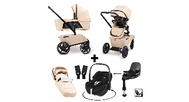 Kinderwagen The Jiffle Wagon 2 Clay + Autostoel Pebble 360 Pro2 en Slide Tech Base + Accessoires