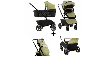 Kinderwagen The Jiffle Wagon Green + GRATIS Bolderkarzitje&Voetenzak