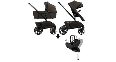 Set | Kinderwagen The Jiffle Wagon 2+ Plus Oak Incl. Autostoel Novi Baby Joy Pro 360&Base