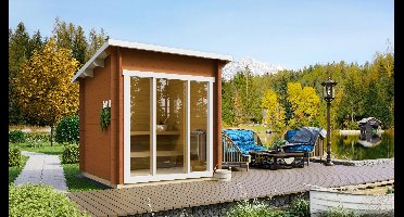 Tuindeco Tampere XXS saunahuis 208x208 cm 40 mm vuren blank- Lessenaarsdak- Hout-