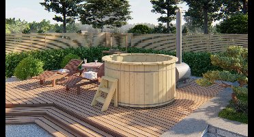 Tuindeco Hottub Basic inclusief externe aluminium kachel Ø200 cm- - Hout- Tuindeco