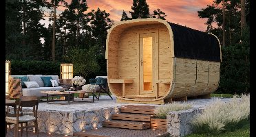 CUBE sauna Rovaniemi 219x390 cm vurenhout- Boogdak- Hout- Tuindeco