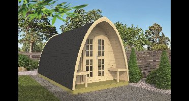 Tuindeco Camping Pod 480 240x480 cm 28 mm vuren blank- Boogdak- Onbehandeld vurenhout- Tuindeco