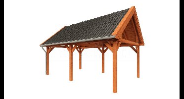 Trendhout Overkapping Zadeldak XL 635x440 cm- Zadeldak- Onbehandeld lariks Douglas hout- Trendhout