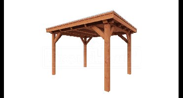 Trendhout Overkapping Siena 350x350 cm- Plat dak- Onbehandeld lariks Douglas hout- Trendhout