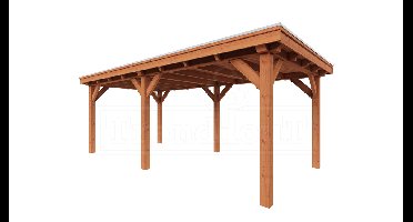 Trendhout Overkapping Siena 640x350 cm- Plat dak- Onbehandeld lariks Douglas hout- Trendhout