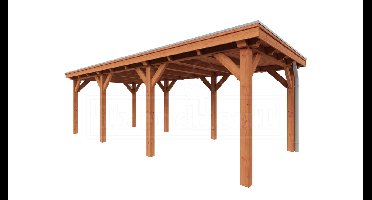 Trendhout Overkapping Siena 775x350 cm- Plat dak- Onbehandeld lariks Douglas hout- Trendhout