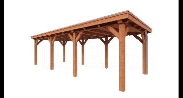 Trendhout Overkapping Siena 880x350 cm- Plat dak- Onbehandeld lariks Douglas hout- Trendhout