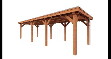 Trendhout Overkapping Siena 890x350 cm- Plat dak- Onbehandeld lariks Douglas hout- Trendhout