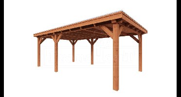 Trendhout Overkapping Siena 655x415 cm- Plat dak- Onbehandeld lariks Douglas hout- Trendhout