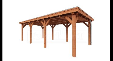 Trendhout Overkapping Siena 775x415 cm- Plat dak- Onbehandeld lariks Douglas hout- Trendhout