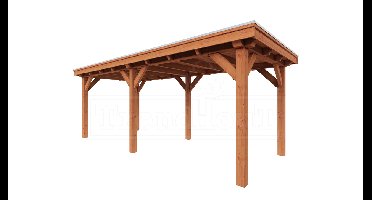 Trendhout Overkapping Siena 640x300 cm- Plat dak- Onbehandeld lariks Douglas hout- Trendhout
