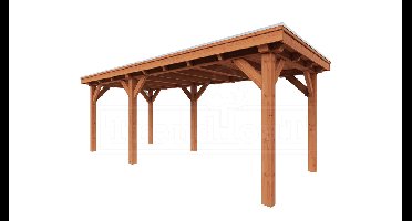 Trendhout Overkapping Siena 655x300 cm- Plat dak- Onbehandeld lariks Douglas hout- Trendhout