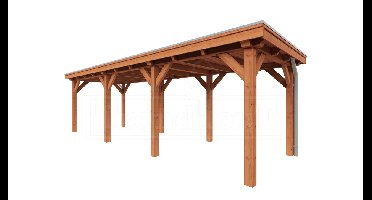 Trendhout Overkapping Siena 825x300 cm- Plat dak- Onbehandeld lariks Douglas hout- Trendhout