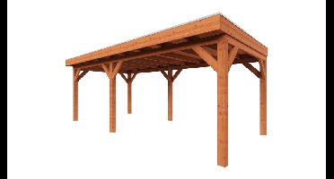 Trendhout Overkapping Refter XL 665x340 cm- Plat dak- Onbehandeld lariks Douglas hout- Trendhout
