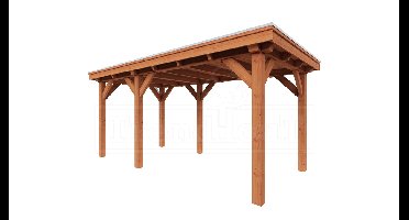 Trendhout Overkapping Siena 530x300 cm- Plat dak- Onbehandeld lariks Douglas hout- Trendhout