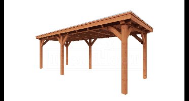 Trendhout Overkapping Siena 705x300 cm- Plat dak- Onbehandeld lariks Douglas hout- Trendhout