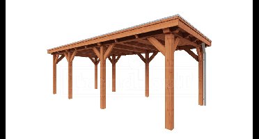 Trendhout Overkapping Siena 715x350 cm- Plat dak- Onbehandeld lariks Douglas hout- Trendhout