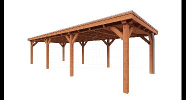 Trendhout Overkapping Siena 1000x415 cm- Plat dak- Onbehandeld lariks Douglas hout- Trendhout