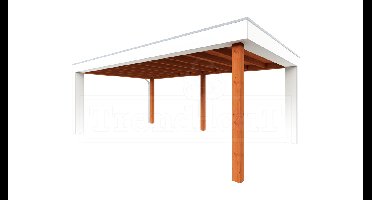 Trendhout Verona overkapping 625x400 cm Lariks/Douglas blank - Plat dak model links- Plat dak- Onbehandeld lariks Douglas hout- Trendhout