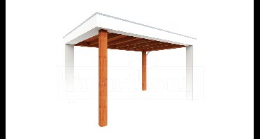 Trendhout Verona overkapping 400x335 cm Lariks/Douglas blank - Plat dak model rechts- Plat dak- Onbehandeld lariks Douglas hout- Trendhout