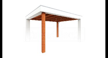 Trendhout Verona overkapping 400x400 cm Lariks/Douglas blank - Plat dak model rechts- Plat dak- Onbehandeld lariks Douglas hout- Trendhout